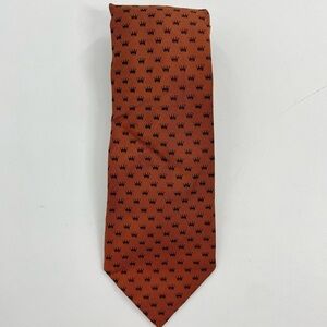YSL Burnt Orange Crown Print Men’s Modern Silk Neck Tie Zachary’s Atlanta